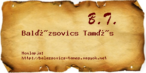 Balázsovics Tamás névjegykártya