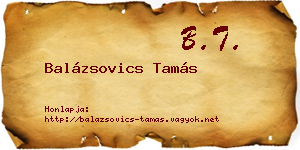Balázsovics Tamás névjegykártya